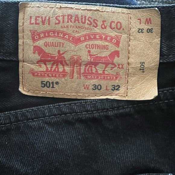 Levis 501 Jeans Men's 30 x 31 Dark Denim Wash Button Fly Straight Leg LOT/2 - Picture 4 of 16